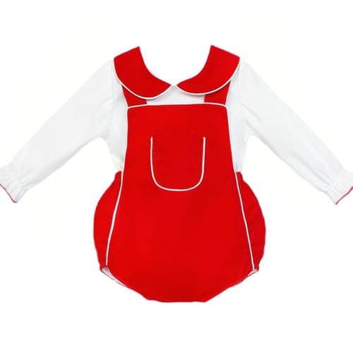 "SALE" Baby Unisex Red Cotton Romper with Shirt "2432"
