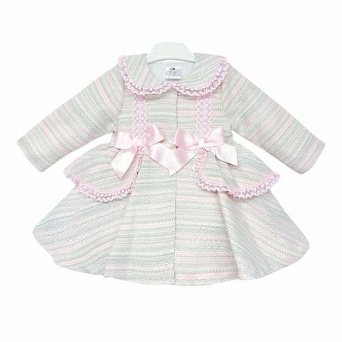 *SALE* Beige & Pink Puff Ball Stripe Woven Jacket "MYD2268"