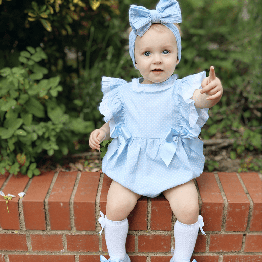 *SALE* Blue Spotty Frilly Shoulder Romper "MYD302 B"