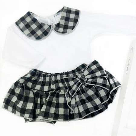 *SALE* Calamaro Baby Girl Black Checked Skirt with Top 