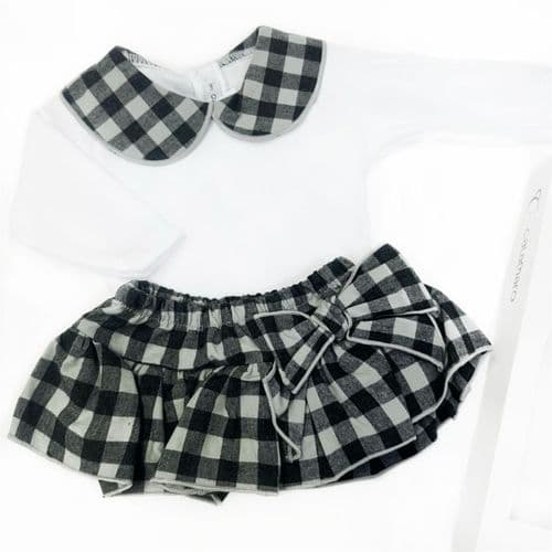 *SALE* Calamaro Baby Girl Black Checked Skirt with Top "17876"