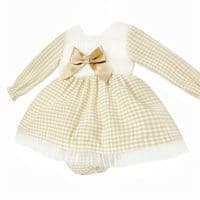 *SALE* Camel Gingham Smocked Puff Dress with Pants 