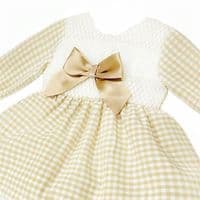 *SALE* Camel Gingham Smocked Puff Dress with Pants 
