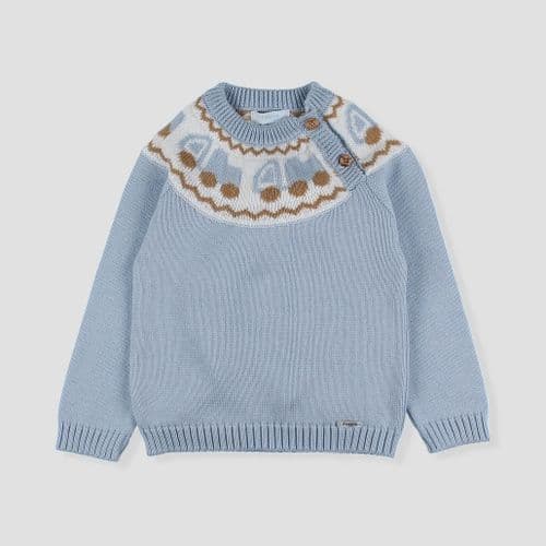 *SALE* FOQUE Baby Boy Sky Blue Patterned Knitted Jumper 2421229