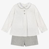 *SALE* FOQUE Baby Boys Grey Cotton Shirt with Shorts 