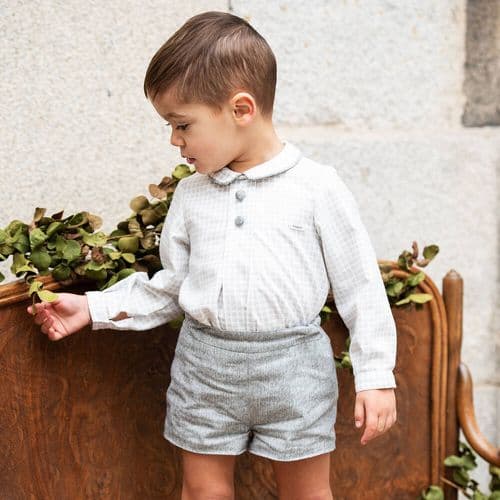 *SALE* FOQUE Baby Boys Grey Cotton Shirt with Shorts "2324106"