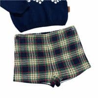 *SALE* FOQUE Baby Boys Navy Knitted Top with Tartan Shorts  