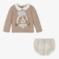*SALE* FOQUE Baby Boys Taupe Knitted Bunny Shorts Set 