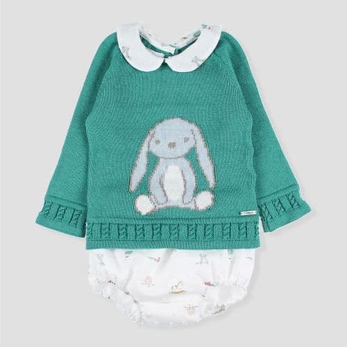 *SALE* FOQUE Baby Boys Verde Menta Bunny Knit & Cotton Set "2424214"
