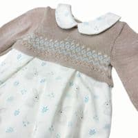 *SALE* FOQUE Baby Girl Taupe with Ivory Needlecord Romper 