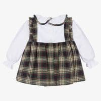 *SALE* FOQUE Baby Girls  Blue and Green Cotton Tartan Dress 