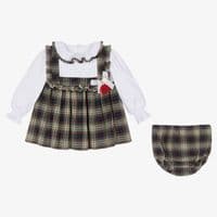 *SALE* FOQUE Baby Girls  Blue and Green Cotton Tartan Dress 