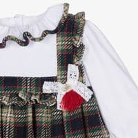 *SALE* FOQUE Baby Girls  Blue and Green Cotton Tartan Dress 