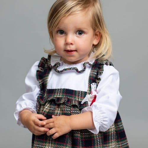 *SALE* FOQUE Baby Girls Blue and Green Cotton Tartan Dress "2325136"