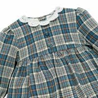 *SALE* FOQUE Baby Girls  Blue and Grey Cotton Tartan Dress 