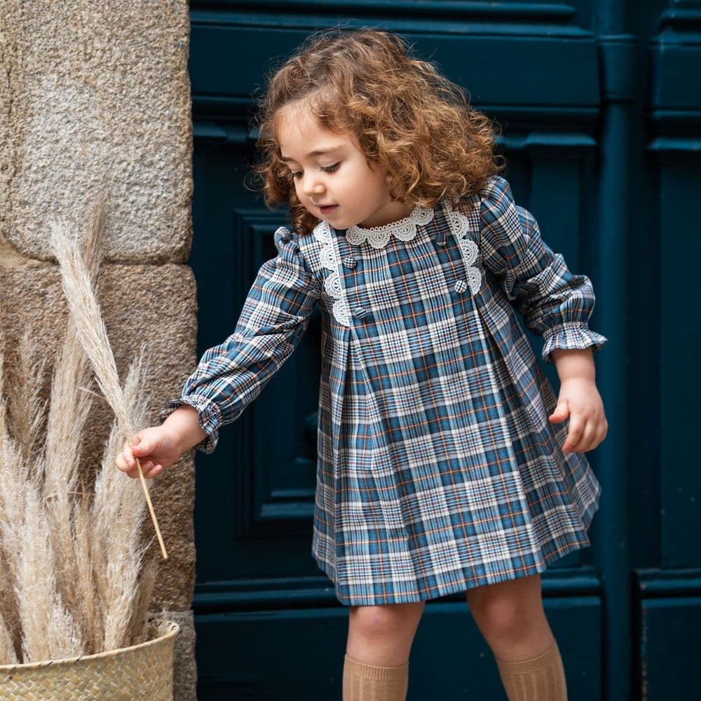 Baby Girl Tartan Dress SALE FOQUE Baby Girls Blue And Grey