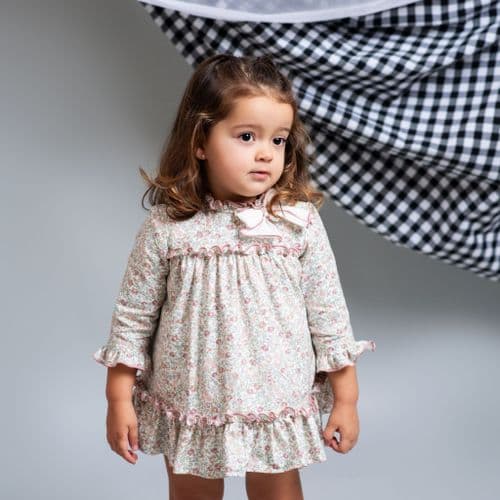 *SALE* FOQUE Baby Girls Light Pink Floral Cotton Dress "2425208"
