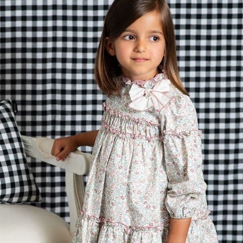 *SALE* FOQUE Baby Girls Light Pink Floral Cotton Dress "2425210"