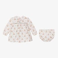 *SALE* FOQUE Baby Ivory and Grey Squirrel Print Dress with Pants 