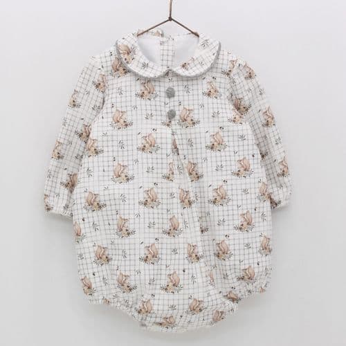 *SALE* FOQUE Baby Unisex Grey Squirrel Print Romper "2325106"