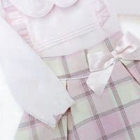 *SALE* Girls Pink Cotton Blouse with Tartan Skirt 