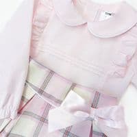 *SALE* Girls Pink Cotton Blouse with Tartan Skirt 