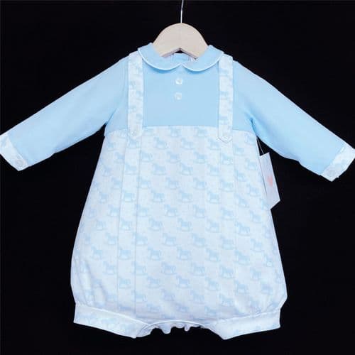 *SALE* Infant Boy Blue Rocking Horse Romper Onesie "LM150"