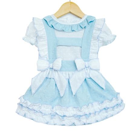 *SALE* Layla May Blue Jacquard Pinafore with Shirt 