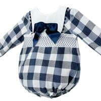 *SALE* Navy Checked Smokced  Romper 