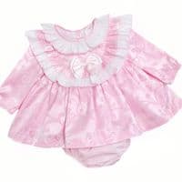*SALE* Pink Jacquard Big Collar Dress with Pants 