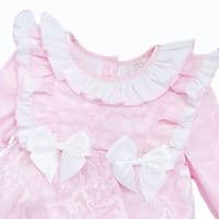 *SALE* Pink Jacquard Frilly Shoulder Romper 