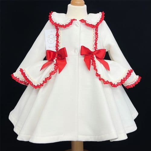 *SALE* Puff Ball Winter Coat CREAM Wool Like Fabric "MYD881"