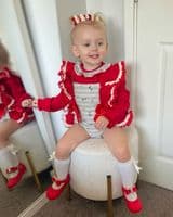 *SALE* Red & Grey Stripy Animal Print Frilly Shoulder Romper with Shirt 
