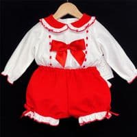 *SALE* Red Long Sleeve Shorts Set Big Satin Bow 