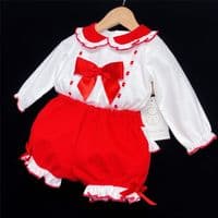 *SALE* Red Long Sleeve Shorts Set Big Satin Bow 