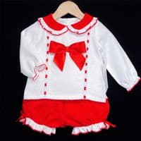 *SALE* Red Long Sleeve Shorts Set Big Satin Bow 