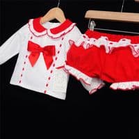 *SALE* Red Long Sleeve Shorts Set Big Satin Bow 