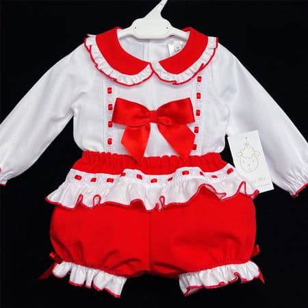 *SALE* Red Long Sleeve Shorts Set Big Satin Bow 