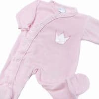 *SALE* SARDON Baby Pink Cotton Velour Crown Bodysuit