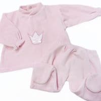 *SALE* SARDON Baby Pink Cotton Velour Crown Pram Suit