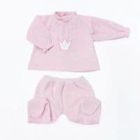 *SALE* SARDON Baby Pink Cotton Velour Crown Pram Suit