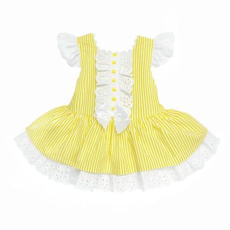 *SALE* Yellow Stripe Puff Ball Dress Drop Waist 