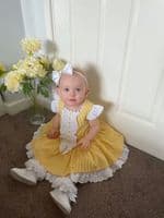 *SALE* Yellow Stripe Puff Ball Dress Drop Waist 
