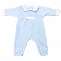 023HA-721 SARDON Baby Boy Blue Cotton Velour Button Collar Bodysuit
