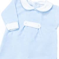 023HA-721 SARDON Baby Boy Blue Cotton Velour Button Collar Bodysuit