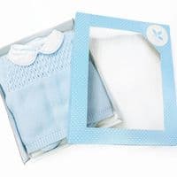 023MC-171 SARDON Baby Boy Blue Cable Knit Pram Suit