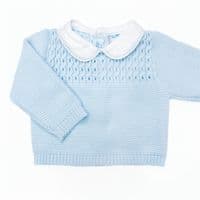 023MC-171 SARDON Baby Boy Blue Cable Knit Pram Suit