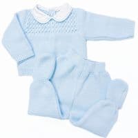 023MC-171 SARDON Baby Boy Blue Cable Knit Pram Suit