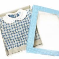 023MC-177 SARDON Baby Boy Beige Dogtooth Knit Pram Suit