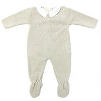 023MC-223 SARDON Baby Boy Beige Square Knit Pram Onesie